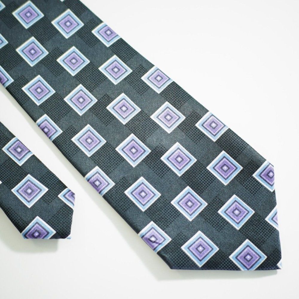Stegg‎ Boy's Black Purple Geometric Print Silk Tie